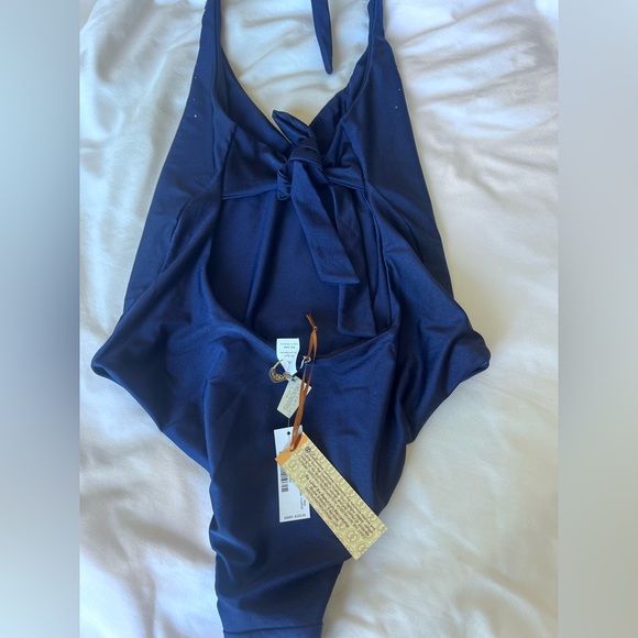 Bellissima Elegant Midnight Blue Halter Swimsuit Swarovski crystals Sz XL NWT - Picture 7 of 10